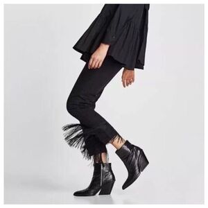 Zara Women’s Premium‎ Denim Collection High Rise Fringe Black Jeans 10 country